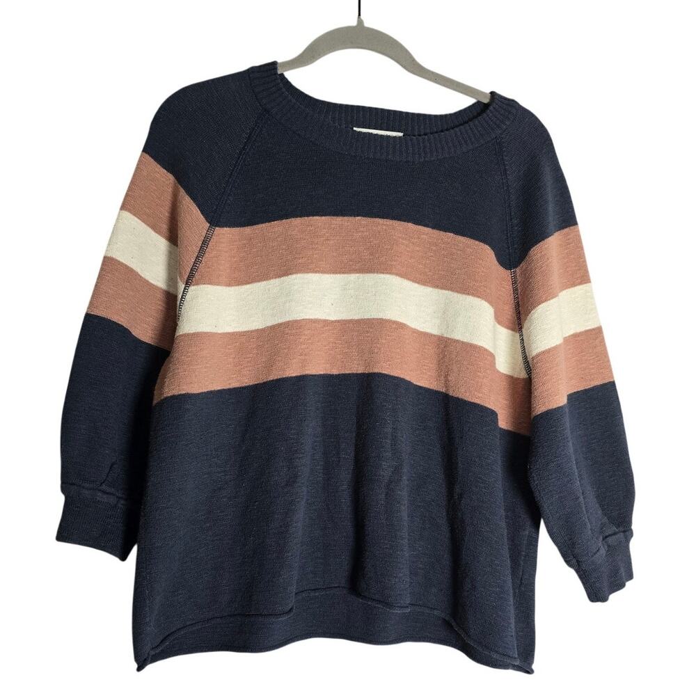 Women's Small Madewell Telluride 3/4 Sleeve Color Block Sweater Casual GorpCore
